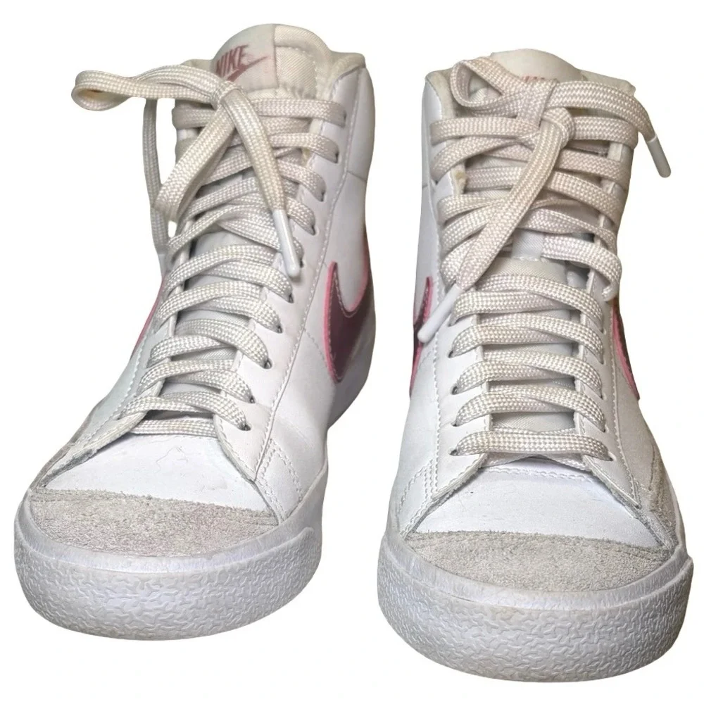 Nike Blazer Mid 77 White Metallic Rose Gold Pink High Top Sneakers Womens